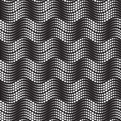 Abstract geometric seamless pattern with wavy dot lines. Ornamenal texture