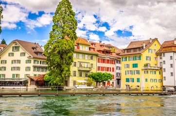 Beautiful river cityscape of Lucerne, Switzerland