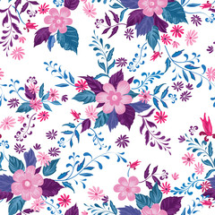 Floral seamless pattern. Abstract ornamental flowers background