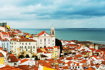 Beautiful street view of historic architectural in Lisbon, Portugal, Europe