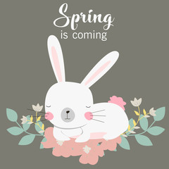 vector cartoon style easter bunny greeting card