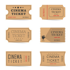 cinema ticket ancient set illustration