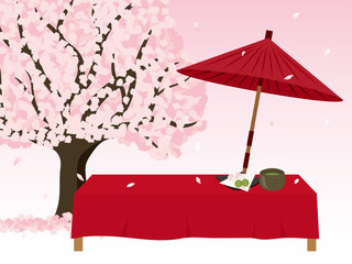 Fototapeta premium 春の茶屋 桜の木