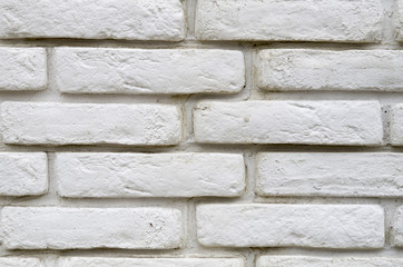 Decorative white bricks wall closeup