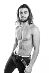 Portrait of natural and nude young athletic man