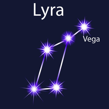 Illustration constellation  Lyra  with stars Vega in the night sky