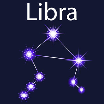 Illustration constellation  Libra  with stars in the night sky