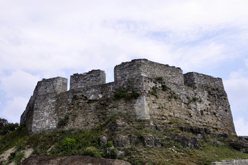 Remains of the ancient fortress wall. Architecture exterior history.