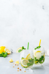 Cold alcohol mojito cocktail, long drink beverage, lemonade
