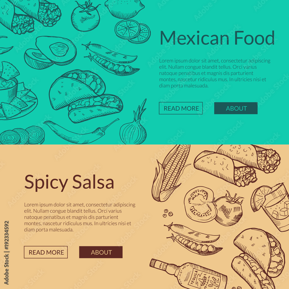 Poster Vector banner with mexican food elements