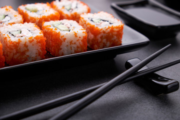 Japanese sushi and rolls cuisine