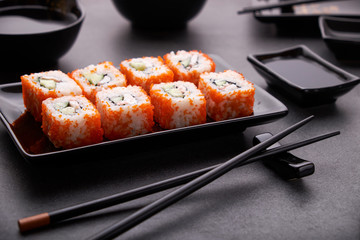 Japanese sushi and rolls cuisine