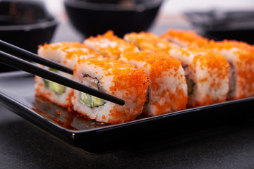 Japanese sushi and rolls cuisine