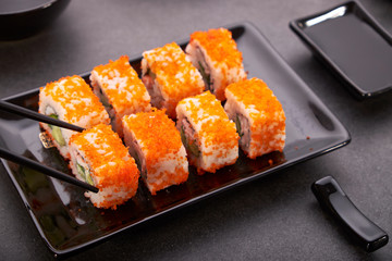 Japanese sushi and rolls cuisine