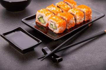 Japanese sushi and rolls cuisine