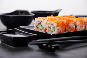 Japanese sushi and rolls cuisine