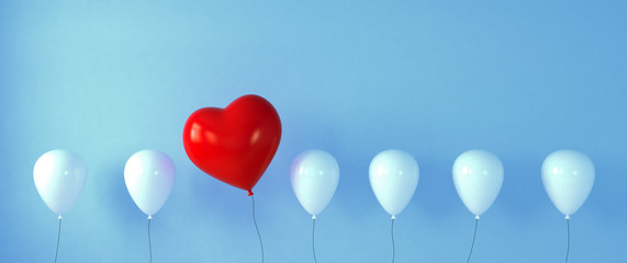 Rotes Herz zur Hochzeit als Ballon in einer Luftballonreihe