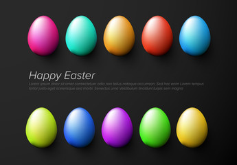 Modern minimalist colorful happy easter card template