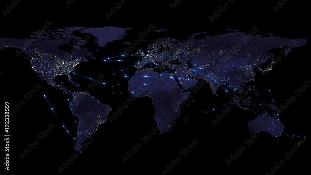 Wall mural Abstract concept of global network. Internet and global communications, global business and transport communications of the Earth	