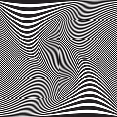Abstract geometric pattern. Wavy black white background. Vector illustration. Futuristic design.