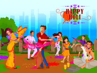 Happy Holi festival of colors background for holiday of India