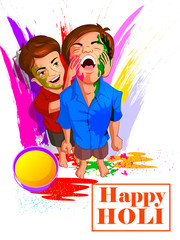 Happy Holi festival of colors background for holiday of India
