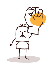 cartoon man saying NO with raised fist