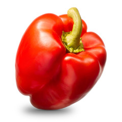 Single sweet red pepper isolated on white background with clipping path