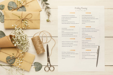 Bridal background with planner checklist