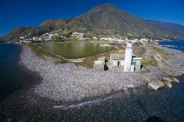aerial view Salina, Aeolian Island, Sicily, Italy © eyeworld
