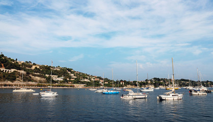 Fototapeta na wymiar Small sail boats on the French Riviera