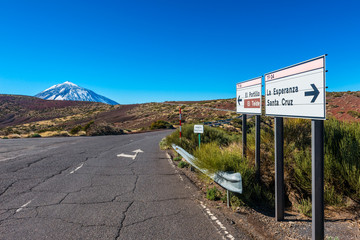 Road towards El Teide Volcano in Tenerife, Canary Islands, Spain.