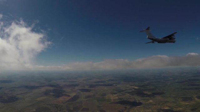 Tanker Il-78 is floating in the clouds