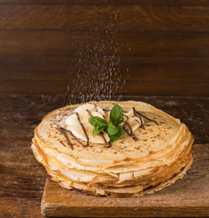 desert - stack of pancake with banana