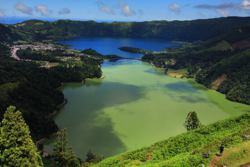 Fototapeta na wymiar Landscape of Sete Cidades in Sao Miguel island, Azores Archipelago, Poprtugal, Europe