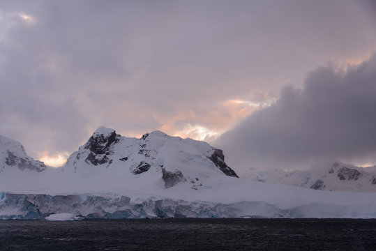 Antarctic landscape with mountains view from sea