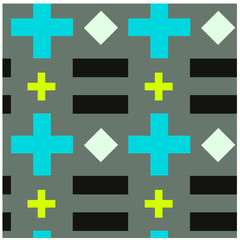 Fototapeta premium Crosses and rectangles seamless pattern. Design for print, fabric, textile. Seamless wallpaper