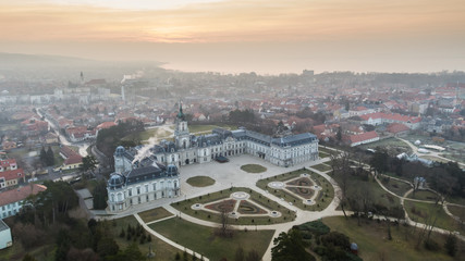 Aerial phooto of Festetics Castle in Keszthely