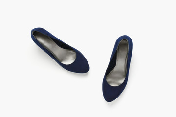 Blue high-heels women shoes on white, shopping or fashion concept