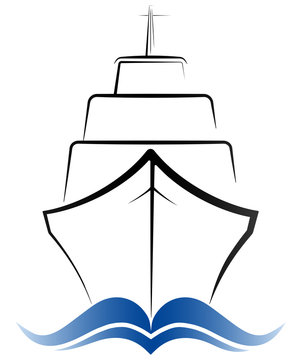 Logo passenger ocean liner. Gray and blue color.