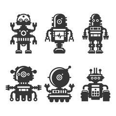 Robot Icons Set on White Background. Vector