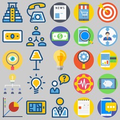 icon set about Marketing. with pyramid, search and idea