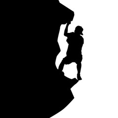 Fototapeta na wymiar Black silhouette rock climber on white background