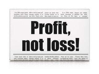Business concept: newspaper headline Profit, Not Loss! on White background, 3D rendering