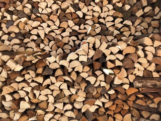 Firewood Stack Background in Winter