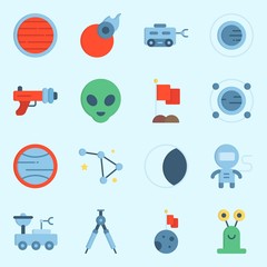 icons set about Universe. with orbit, comet, alien, moon, uran and moon rover © Orxan