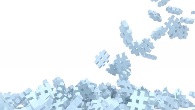 many blue hashtags Icon on white background, 3d animation