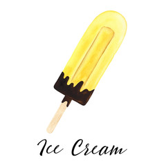 Ice cream watercolor sweet dessert  isolated food illustration