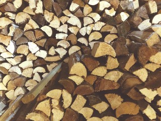 Firewood Stack Background in Winter