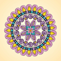color mandala decorative icon vector illustration design
